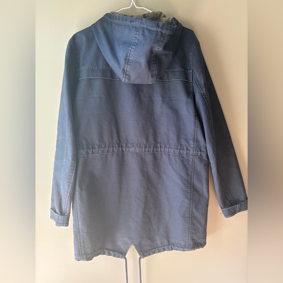 Topman Khaki Navy Hooded Jacket Parka Coat Mens Size Extra Medium - Picture 5 of 8